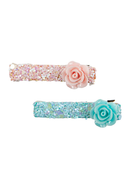 Boutique Glitter Rosette Hairclips, 2pcs