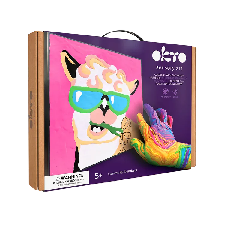 OKTO Sensory Art Coloring w/Clay Set by Numbers - Lama