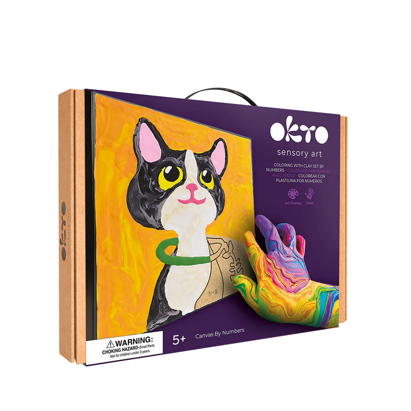 OKTO Sensory Art Coloring w/Clay Set by Numbers - Cat