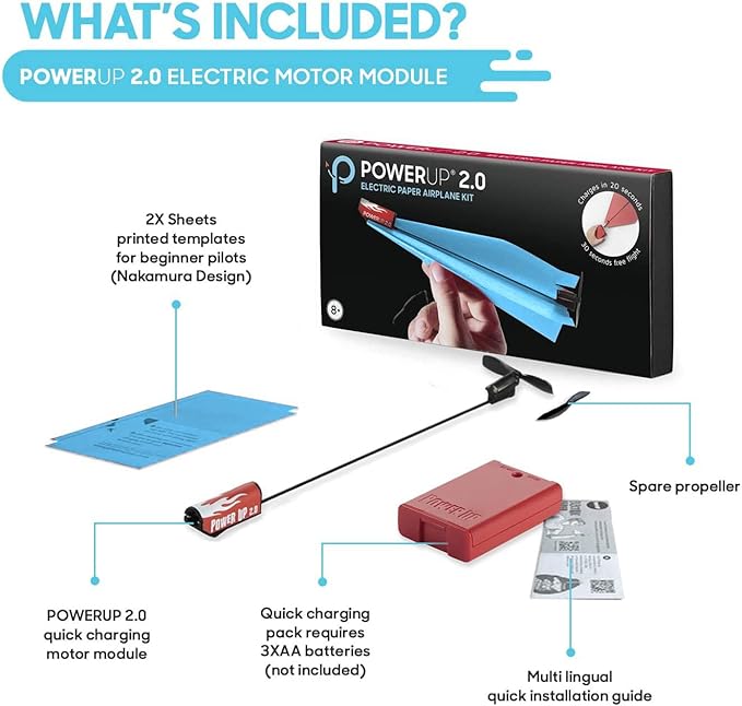 PowerUp2.0 - Electric Paper Airplane Conversion kit - Blue