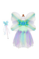 Butterfly Dress & Wings With Wand, Green/Multi, Size 5-6 - ToyologyToys