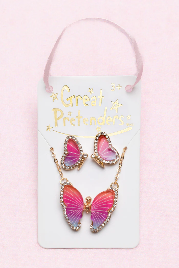 Boutique Butterfly Necklace / Studded Earring