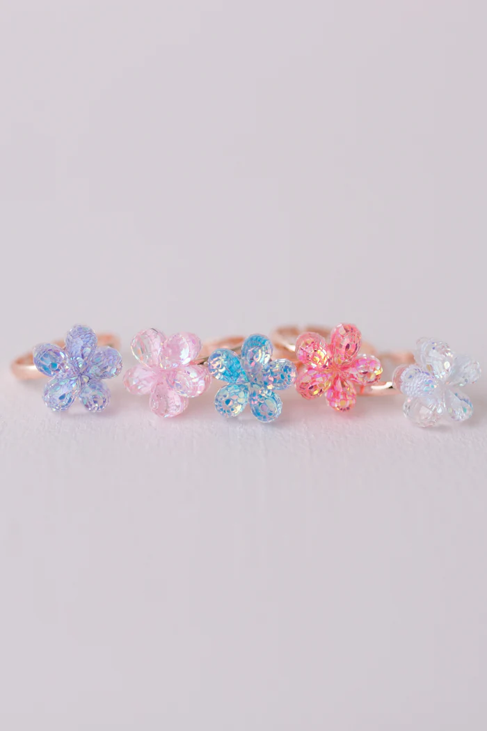 Boutique Shimmer Flower Rings, 5pcs