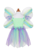 Butterfly Dress & Wings With Wand, Green/Multi, Size 5-6 - ToyologyToys