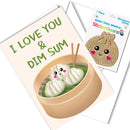 Dim Sum Greeting Card with 2" Rhinestone Sticker