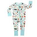 Dogs Bark Pets Bamboo Baby Pajamas Convertible Footie Blue/Multi 12-18M - ToyologyToys