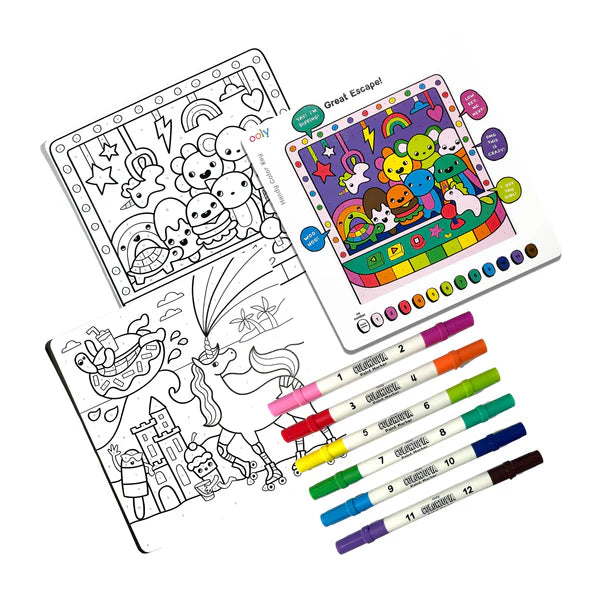 Colortopia: Color by Number Kit with Paint Markers - Unicorn Funland
