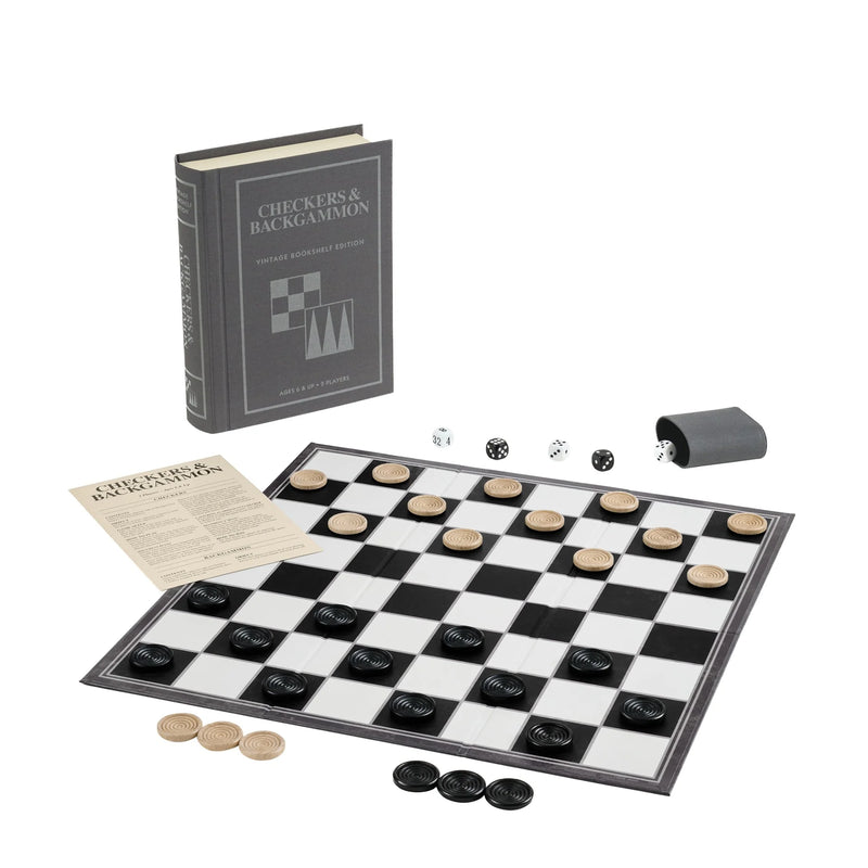 Vintage Bookshelf Checkers & Backgammon