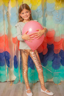 Love Life Metallic Leggings (Size 3-4) (Gold Metallic)