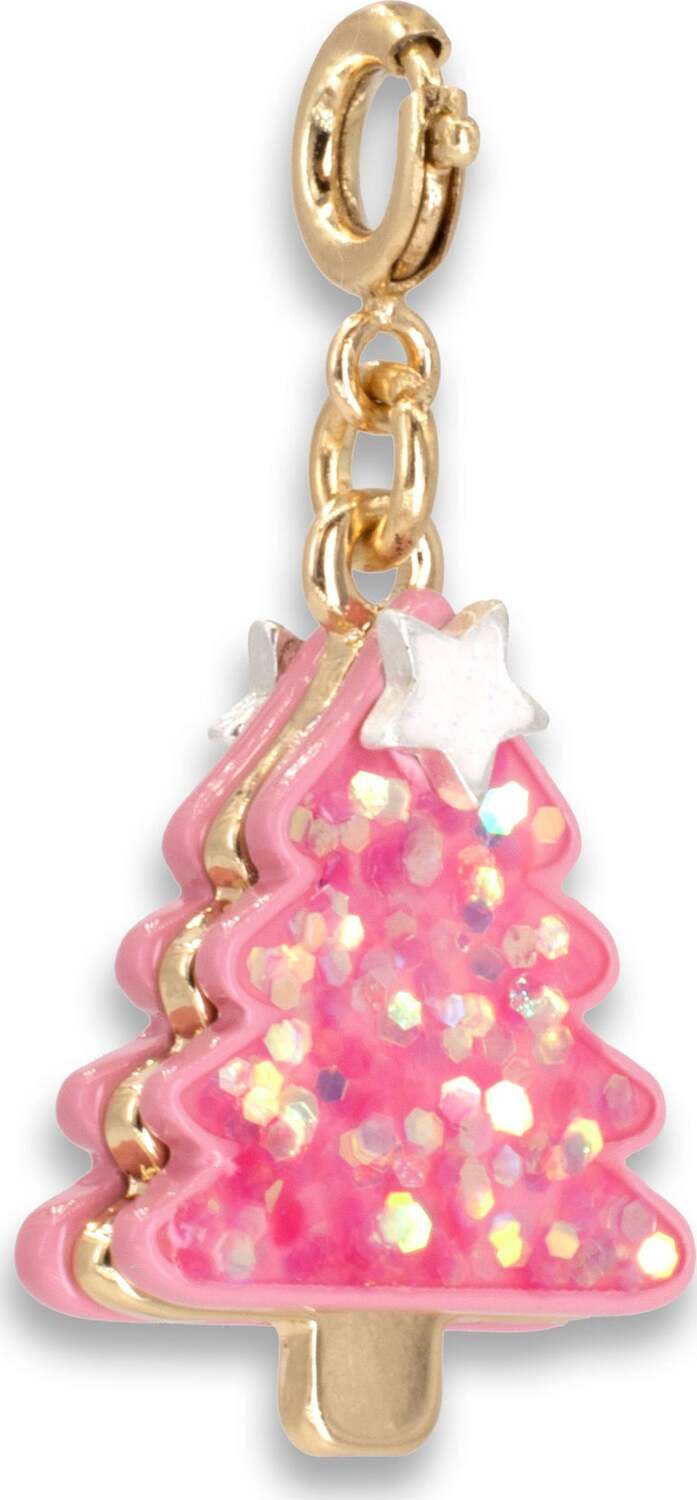 Gold Pink Christmas Tree Charm