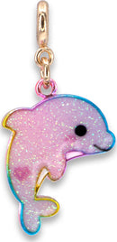 Gold Glitter Tie-Dye Dolphin Charm