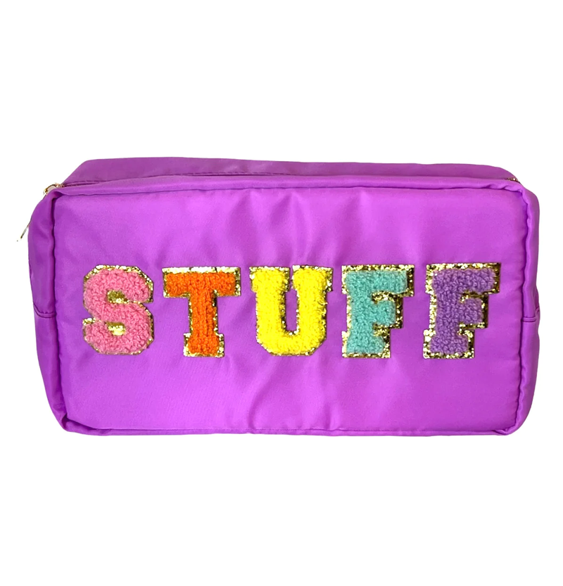 Varsity Collection Nylon Cosmetic Bag- STUFF purple