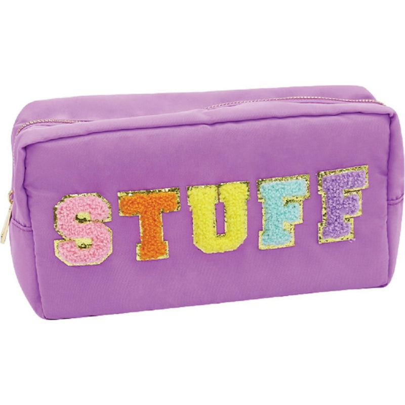 Varsity Collection Nylon Cosmetic Bag- STUFF purple