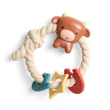 Ritzy Rattle Silicone Teether Rattle - Highland Cow