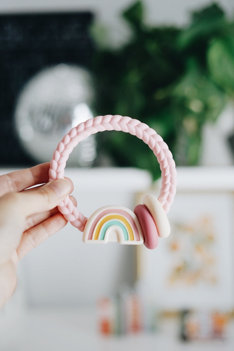 Rainbow Silicone Teether with Rattle