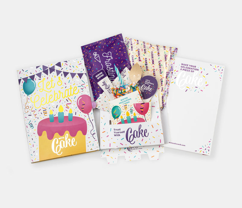 Let's Celebrate Cake Card - Gold Vanilla Confetti