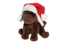 Chocolate Lab with Santa Bomber Hat - Toyology Toys
