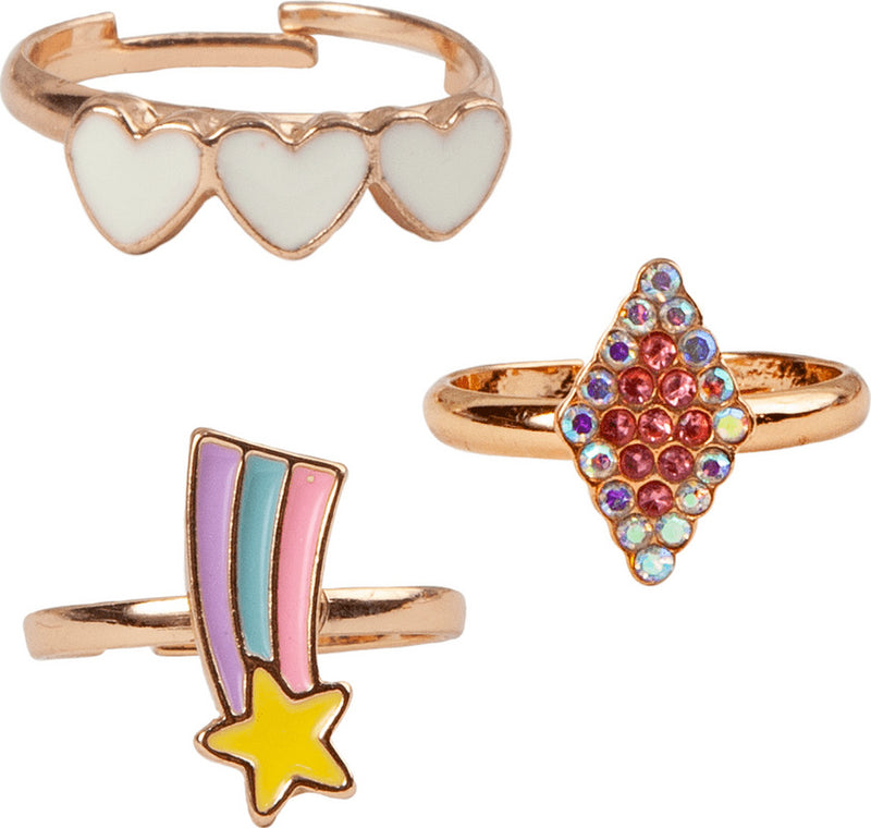 Boutique Heart Star Rings, 3pcs