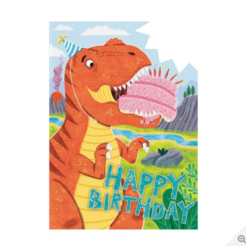Dino with Cake Foil Card