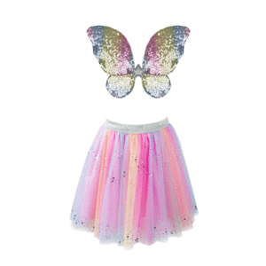 Rainbow Sequins Skirt, Wings and Wand Size 4-6