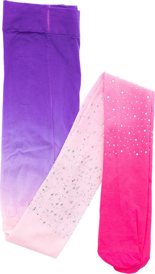 Rhinestone Tights - Ombre Hot Pink/Purple/Pink Size 3-8