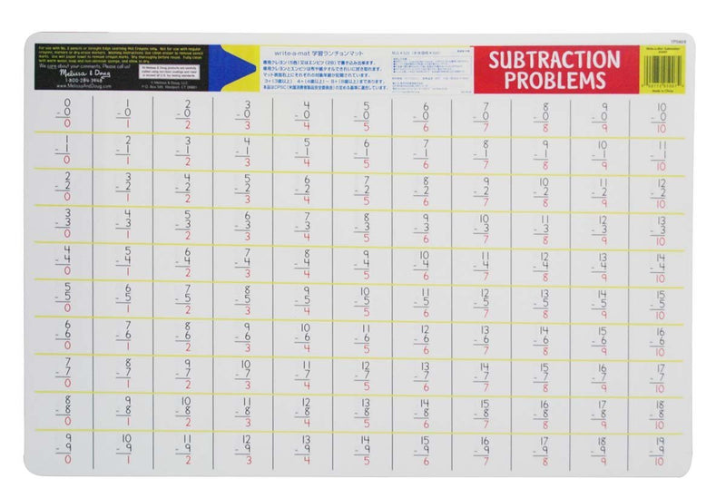 Subtraction Problems Write-A-Mat