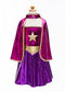 Superhero Star Dress, Cape & Headpiece, Magenta/Purple, Size 5-6