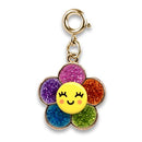 Charm It!  Gold Glitter Happy Flower Charm